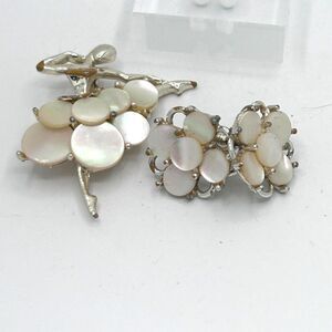 Vintage MCM Ballerina Brooch Mother of Pearl with matching earrings - Unsigned.